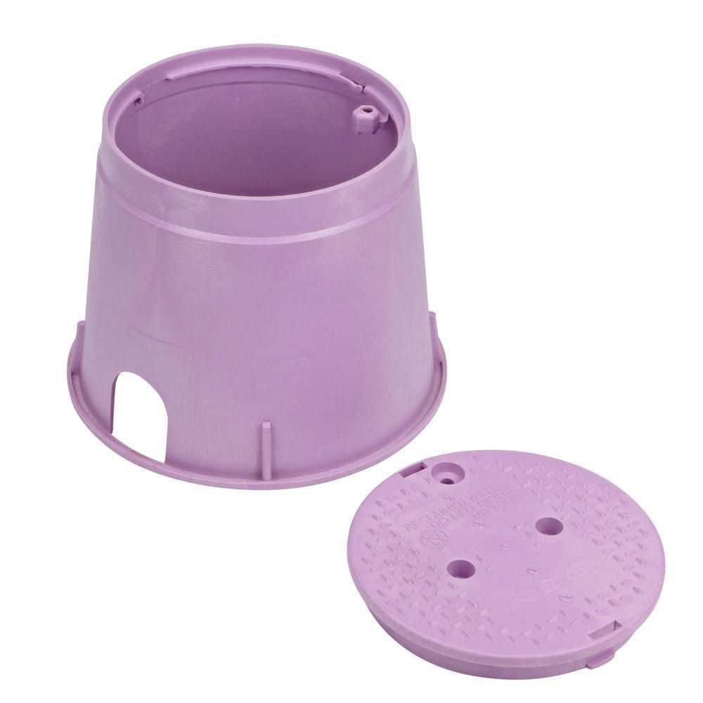 10 in. H, 10 in. Round Standard Series Valve Box and Cover, Purple Reclaimed Water Cover - Hercitys