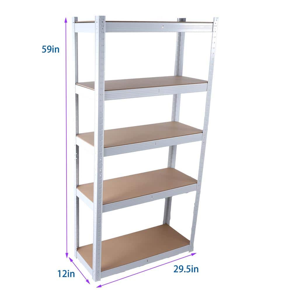5-Shelf Metal Pantry Organizer with Adjustable Height, Multipurpose Kitchen Storage Utility Rack-White - Hercitys