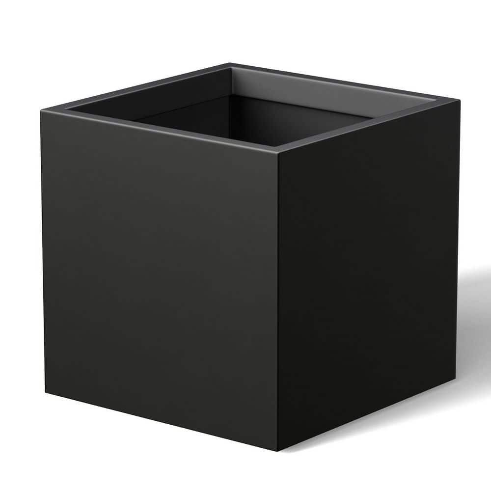 12 in. Medium Charcoal Black (Enhanced Interior) Concrete Round Planter / Pot with Drainage Holes - Hercitys
