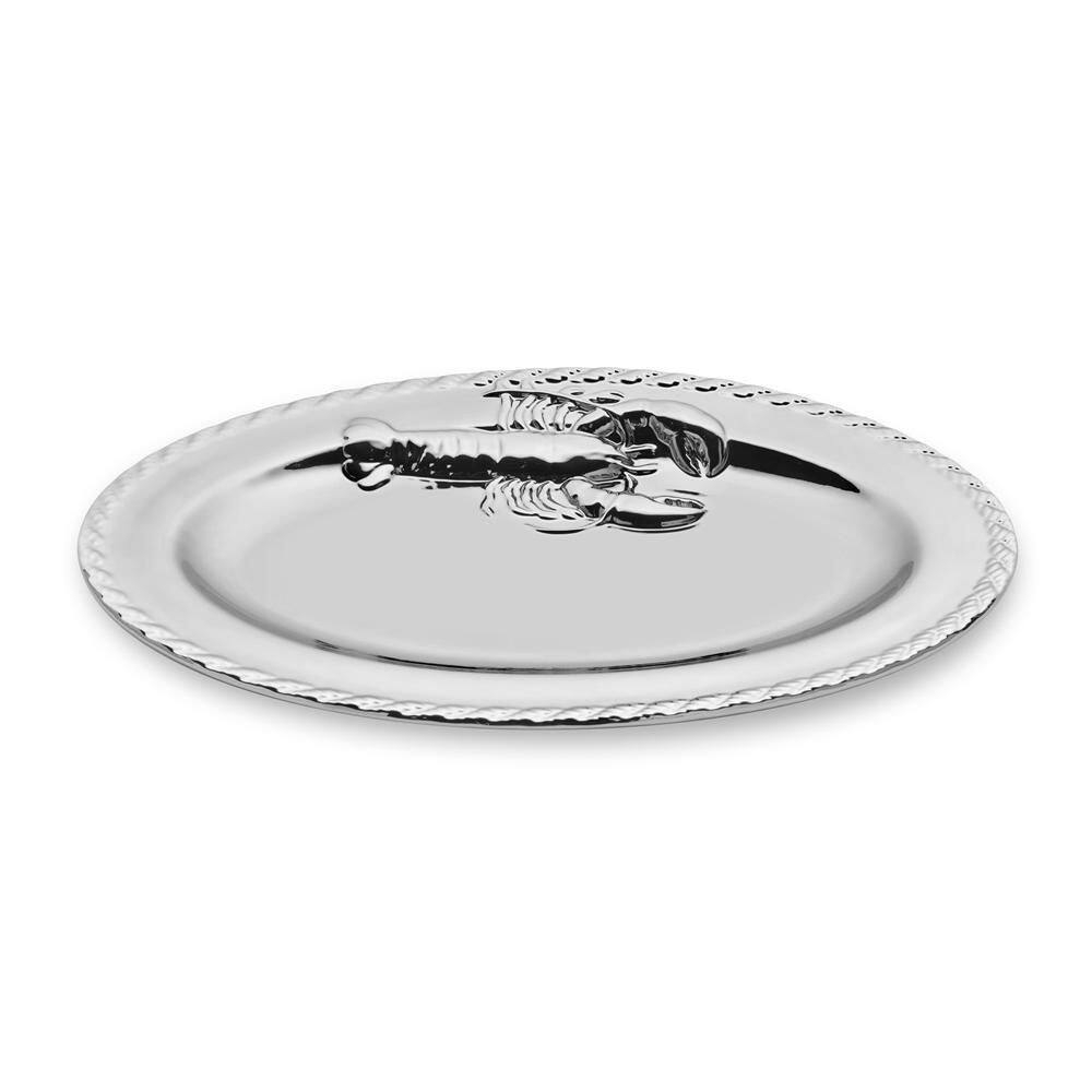 12 in. Silver Plated Porcelain Lobster Platter - Hercitys