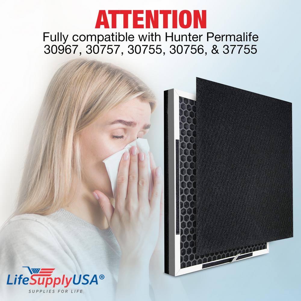 3-in-1 True HEPA Air Cleaner Replacement Filter plus Pre-Filter plus CarbonFilter Compatible w/ Oregon Scientific CF8410 - Hercitys