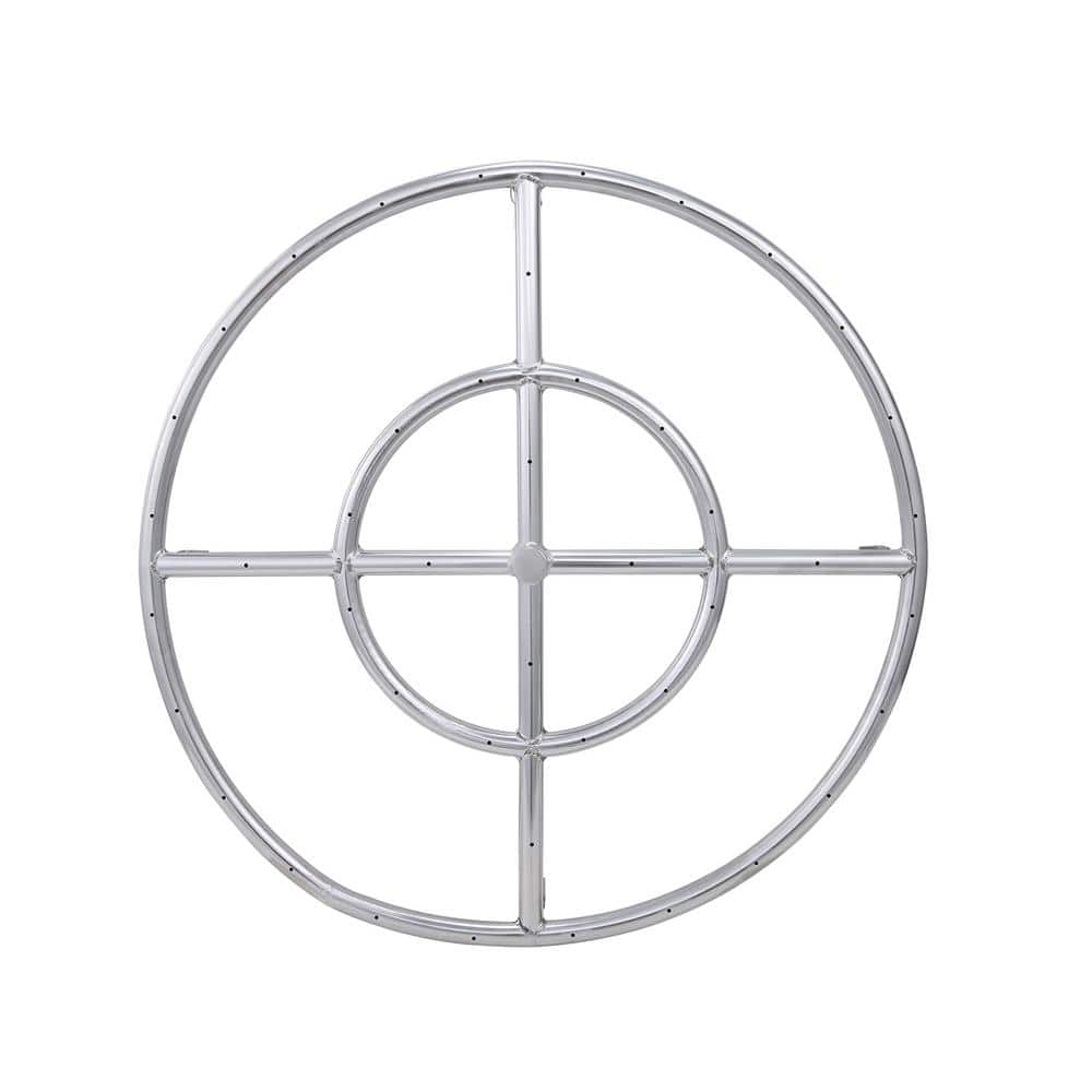 24 in. Round Drop-in Fire Pit Pan, Stainless Steel Fire Pit Burner, Natural & Propane Gas Fire Pan 92,000 BTU - Hercitys