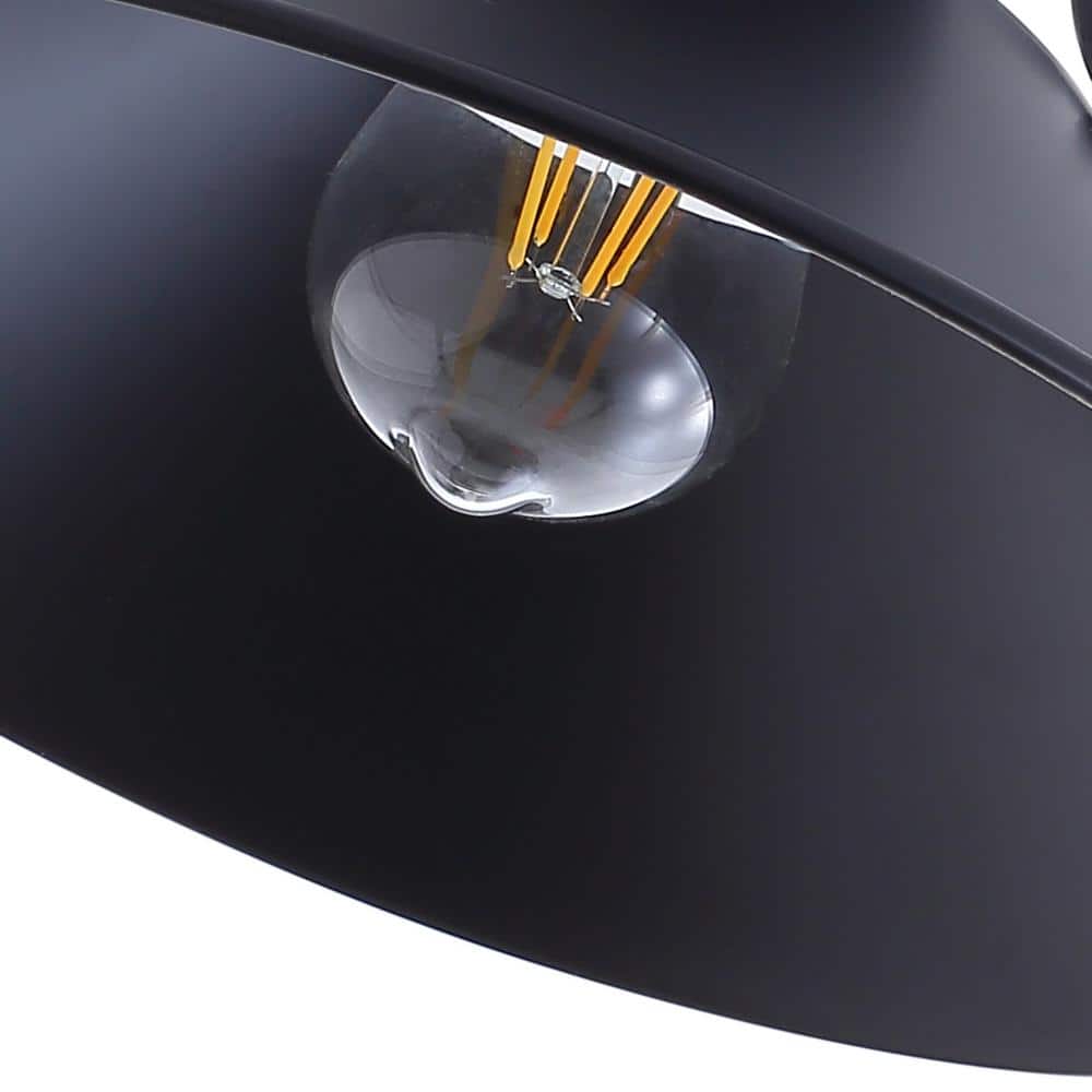 12 in. 1-Light Farmhouse Black Semi-Flush Mount Light Industrial Close to Ceiling Lighting - Hercitys