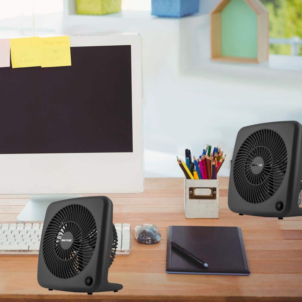 2 PACK 7 in. Box Personal Fan in Black - Hercitys