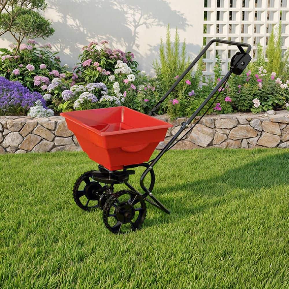 25 lbs. Capacity Walk-Behind Broadcast Fertilizer Spreader, Garden Seeder for Seed, Fertilizer and Ice Melt - Hercitys