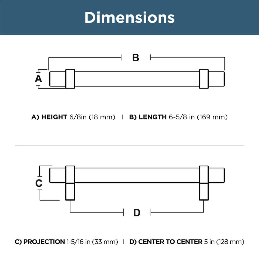 10-Pack Simple Wrapped Bar 5-1/16 in. (128 mm) Classic Cabinet Drawer Pulls in Stainless Steel - Hercitys