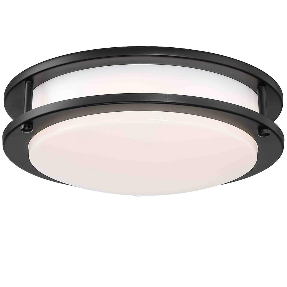 11 in. Modern Bronze 5CCT LED Integrated Flush Mount Fixture with Shade - Hercitys