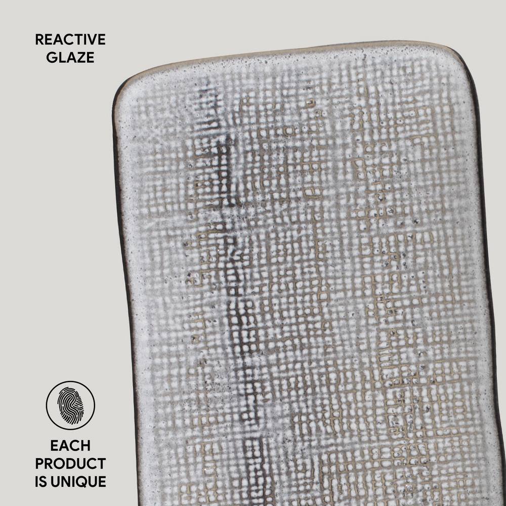 10.63 in. Dust Gray Stoneware Rectangular Platter Medium Juta (Set of 4) - Hercitys