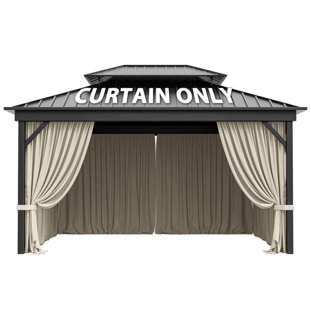 10 ft. x 13 ft. Universal Outdoor Privacy Curtains, Gazebo Replacement with Zipper Cream (4-Side Curtain Only) - Hercitys