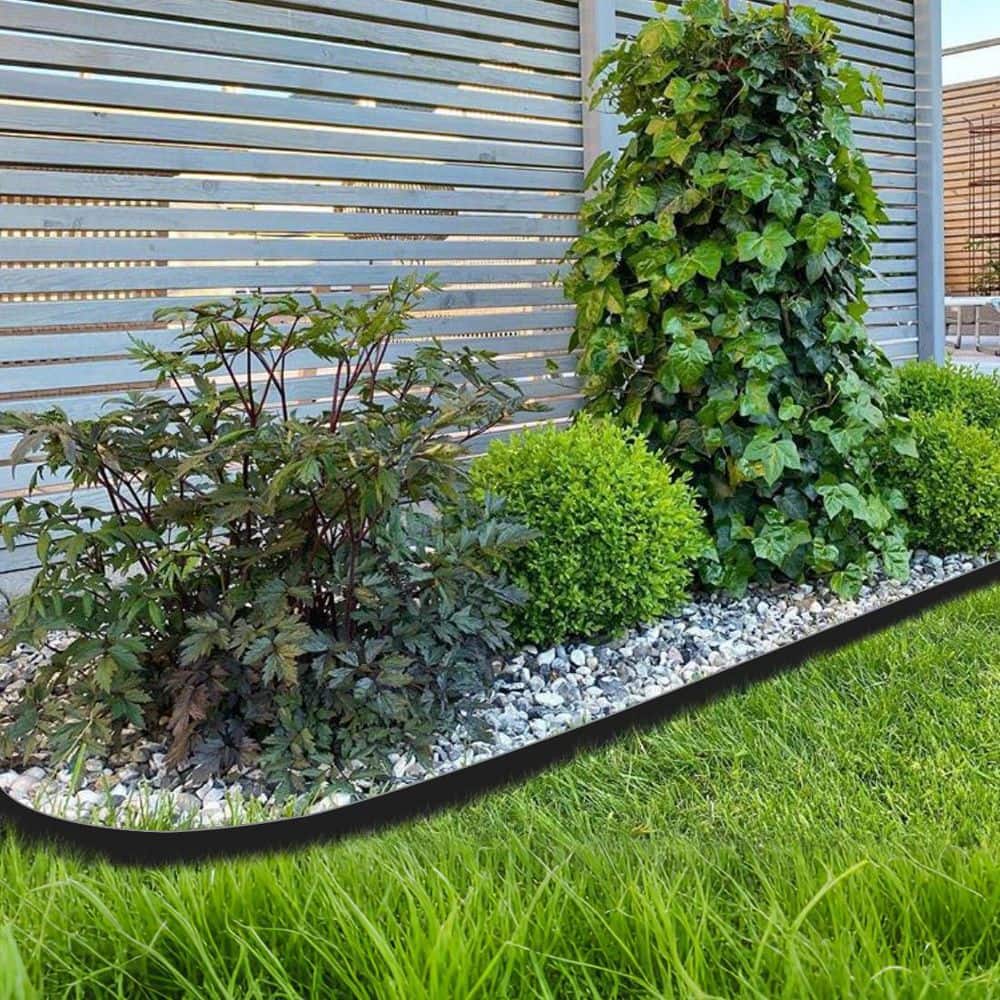 42 in x 0.2 in x 8 in Heavy Duty Black Metal Landscape Edging Corten Steel Strip for Waterproof Garden Border (2-Pack) - Hercitys