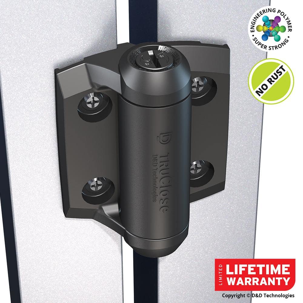 (2-Pack) D&D 2-7/8 in. x 3-3/4 in. Black Self-Closing Metal Gate Hinge - Hercitys