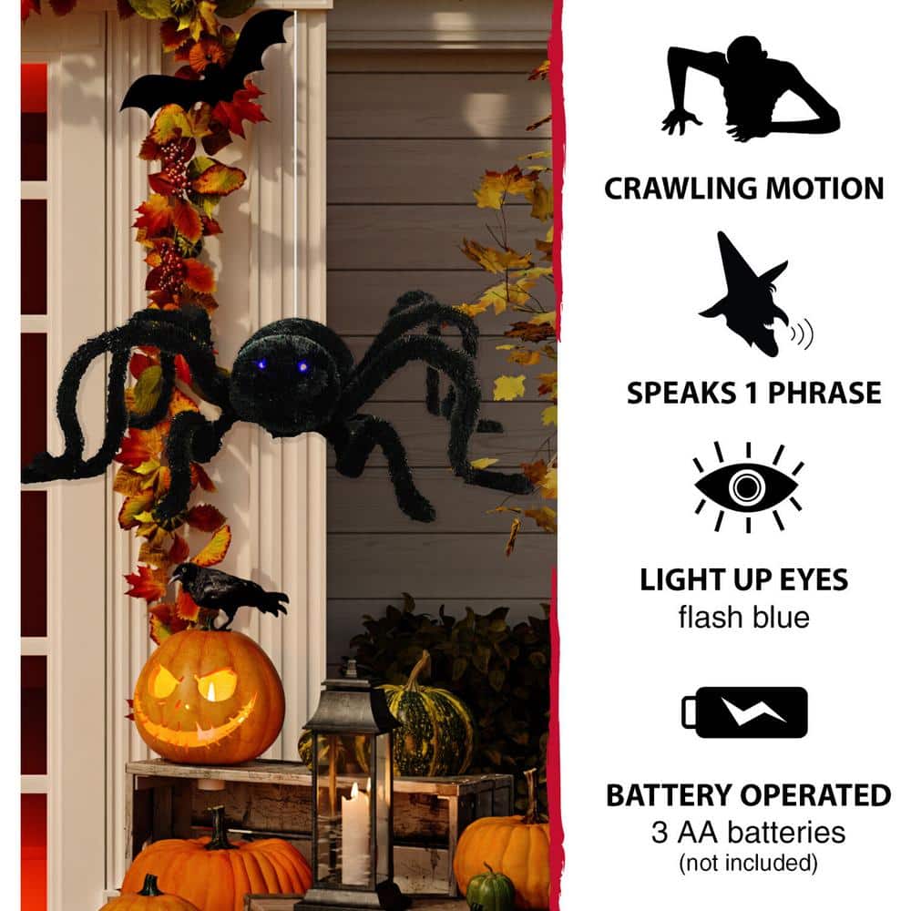 11 in. Touch Activated Animatronic Crawler Spider - Hercitys