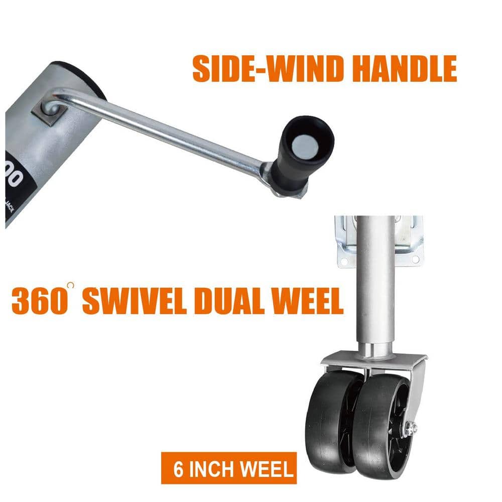 1,500 lbs. Side-Wind Bolt-On Trailer Jack with Dual Wheel - Hercitys