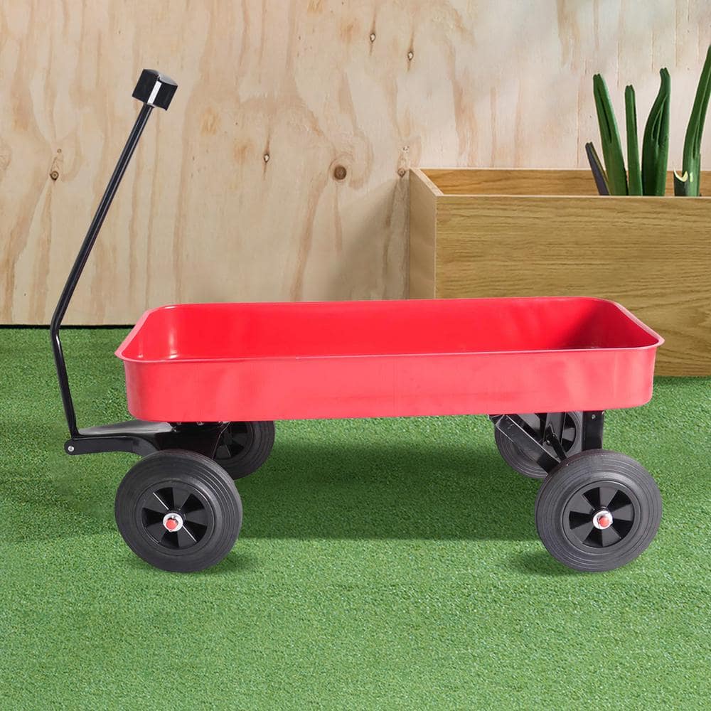 1.1 cu. ft. Red Steel Garden Cart, Cargo Wagon, - Hercitys