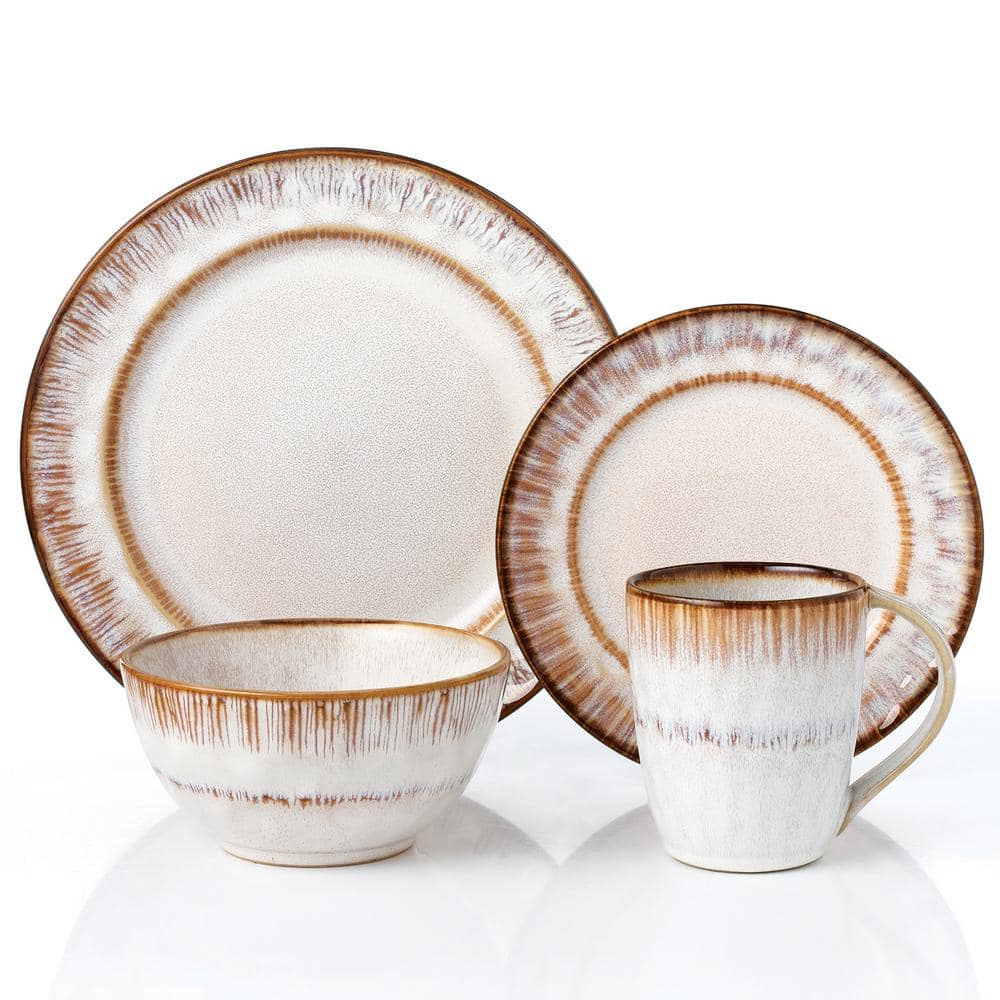 16-Piece Mocca Swirl Stoneware Set (Service for 4) - Hercitys