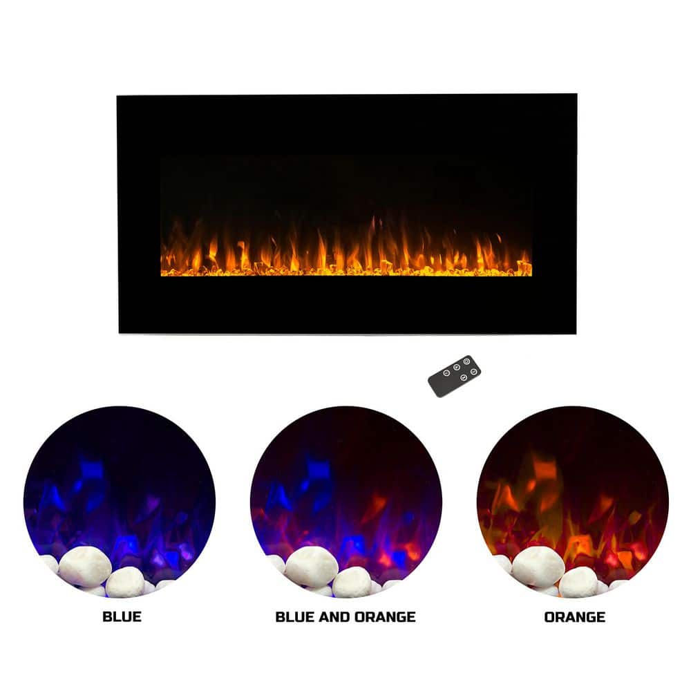 42 in. LED Fire and Ice Electric Fireplace with Remote in Black - Hercitys