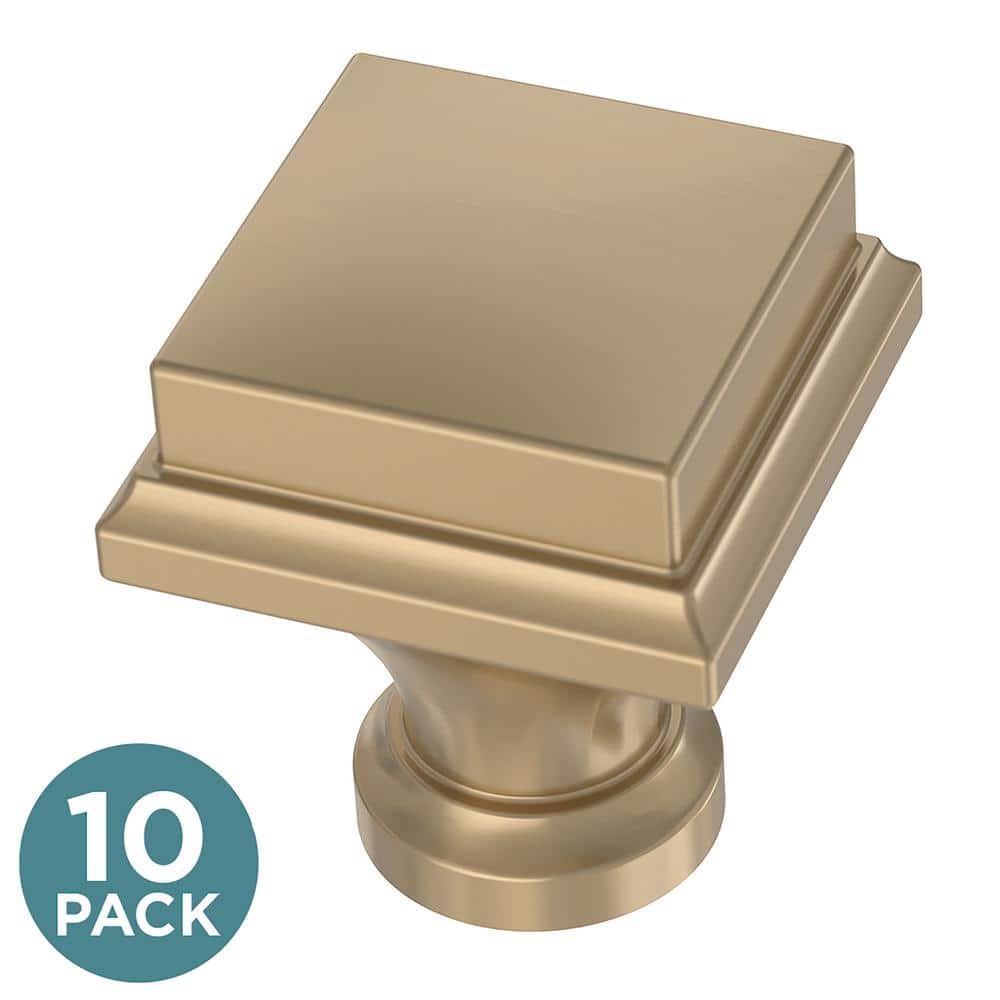 10-Pack Classic Square 1-1/9 in. (28 mm) Champagne Bronze Cabinet Knob - Hercitys