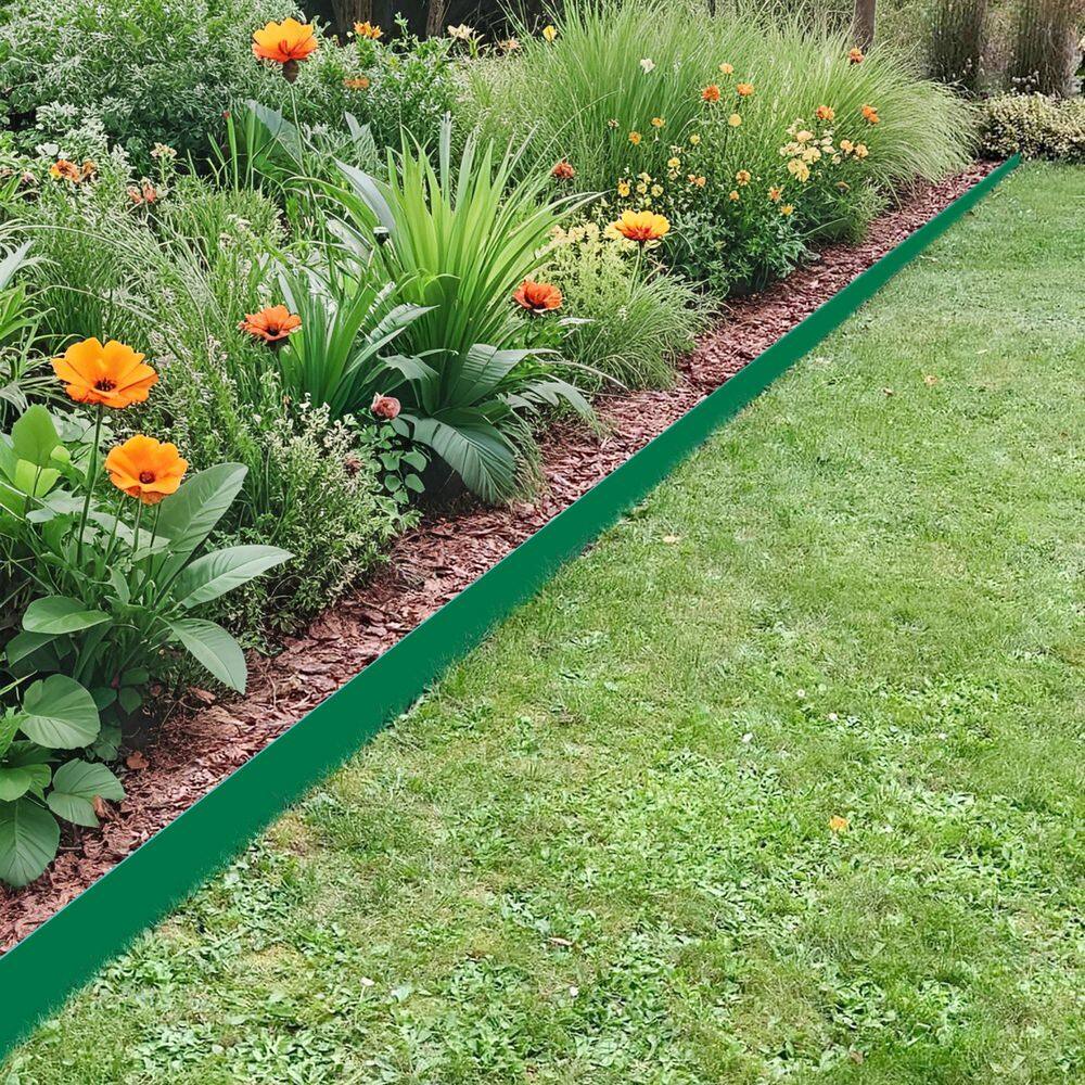 42 in x 0.2 in x 5 in Heavy Duty Green Metal Landscape Edging Corten Steel Strip for Waterproof Garden Border (2-Pack) - Hercitys