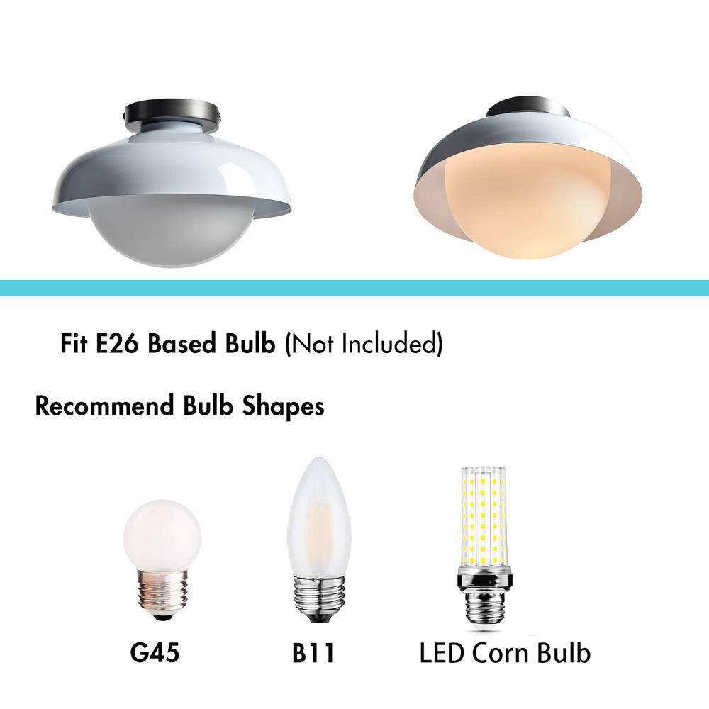 13.8 in. 1-Light White Flush Mount with No Glass Shade and No Bulbs Included 1-Pack - Hercitys