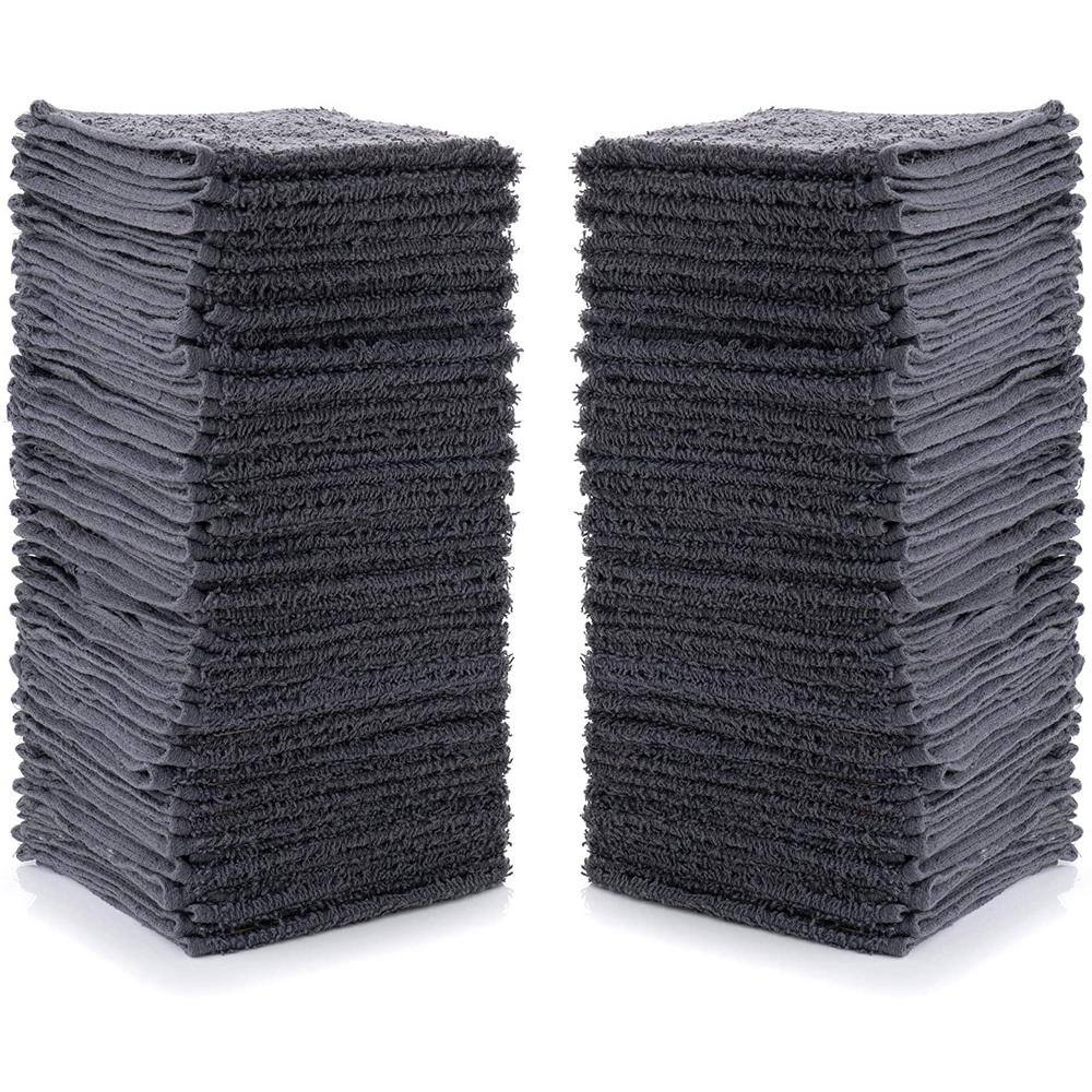 12 in. x 12 in. Gray Microfiber Washcloths (48-Pack) - Hercitys