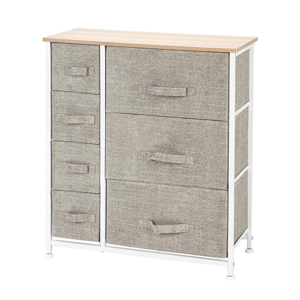 11.81 in W. x 28.74 in. H Beige 7-Drawer Fabric Storage Chest with Beige Drawers - Hercitys