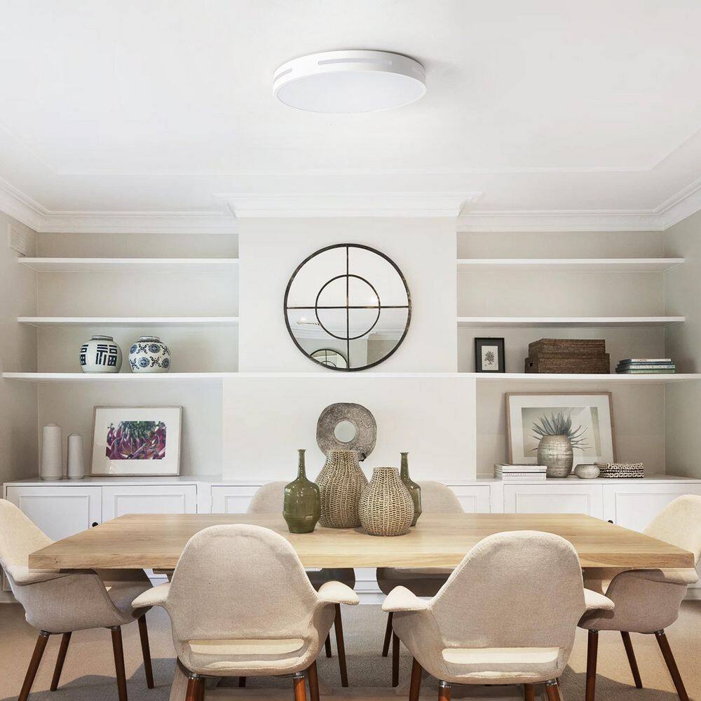 11.8 in. 1-Light LED Flush Mount Ceiling Light 24-Watt Close to Ceiling Light with PS Shade, White - Hercitys