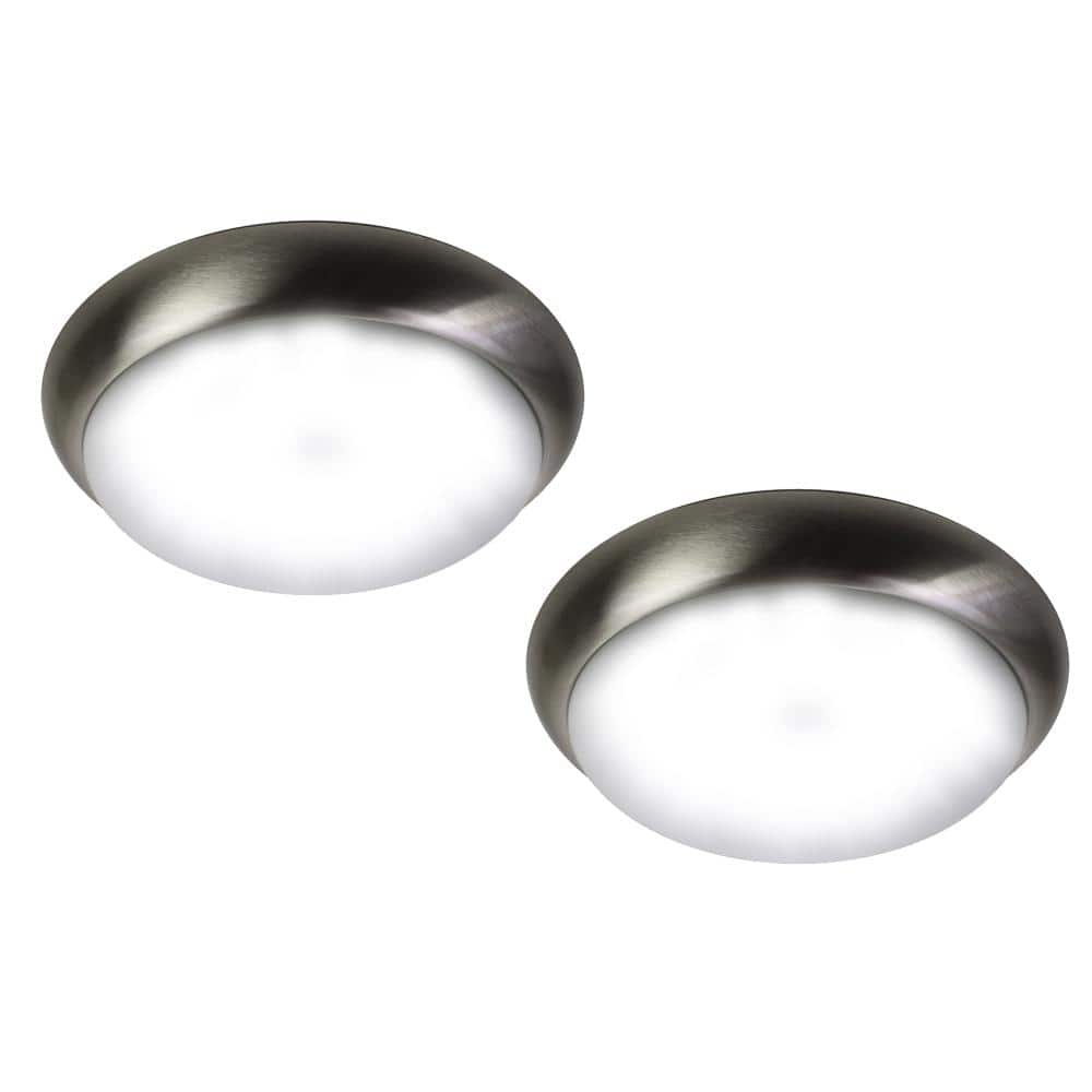 13 in. Brushed Nickel Integrated LED Flush Mount (2-Pack) - Hercitys