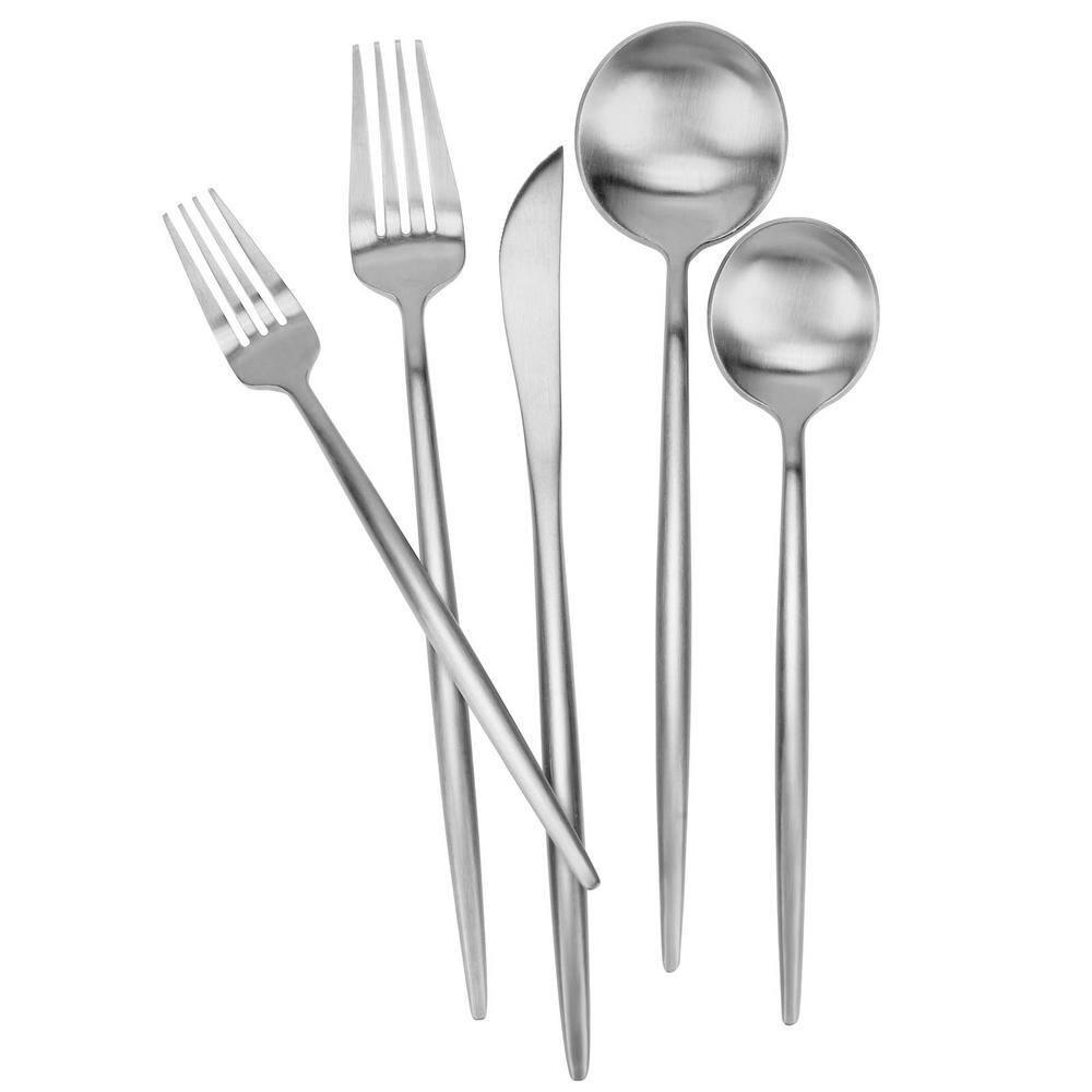 30-Piece Stainless Steel Flatware Serving Set-Matte Silver Service for 6, Satin Finished Polished and Dishwasher Safe - Hercitys
