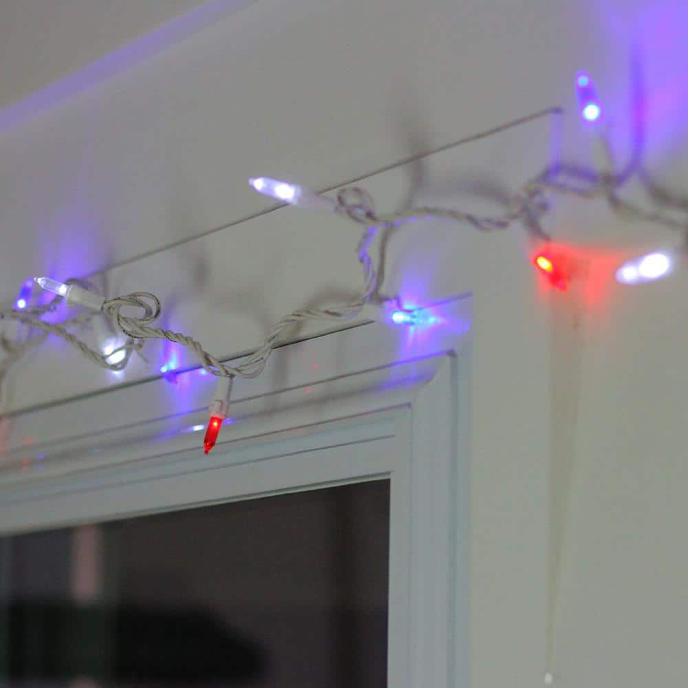 0.25 in. Red White Blue 4th of July LED Mini Light Set with 32.75 ft. White Wire (100-Count) - Hercitys