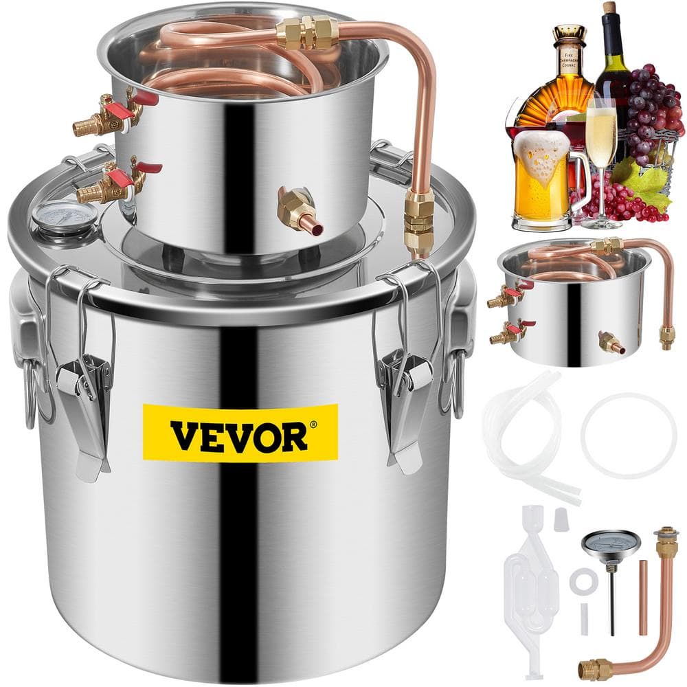 5 Gal. Alcohol Still Stainless Steel Water Alcohol Distiller Copper Tube Home Brewing Kit for DIY Whisky Wine Brandy - Hercitys