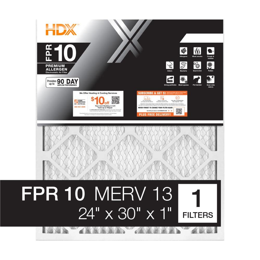 24 in. x 30 in. x 1 in. Premium Pleated Air Filter FPR 10, MERV 13 - Hercitys