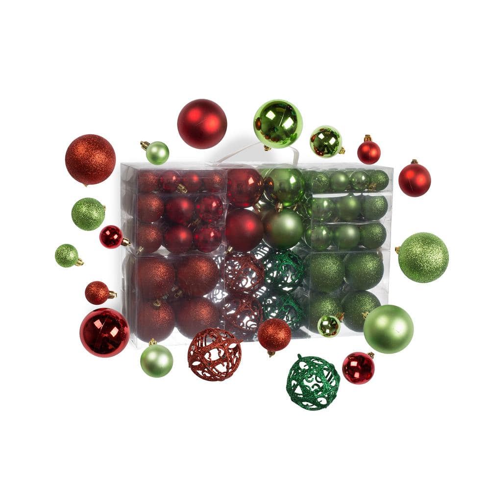 100 Shatterproof Christmas Ornaments – Christmas Ornaments For Christmas Tree – Decorative Ball -Red and Green - Hercitys