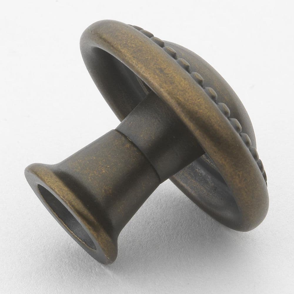 1-1/4 in. Dia Antique Brass Round Beaded Cabinet Knob (10-Pack) - Hercitys