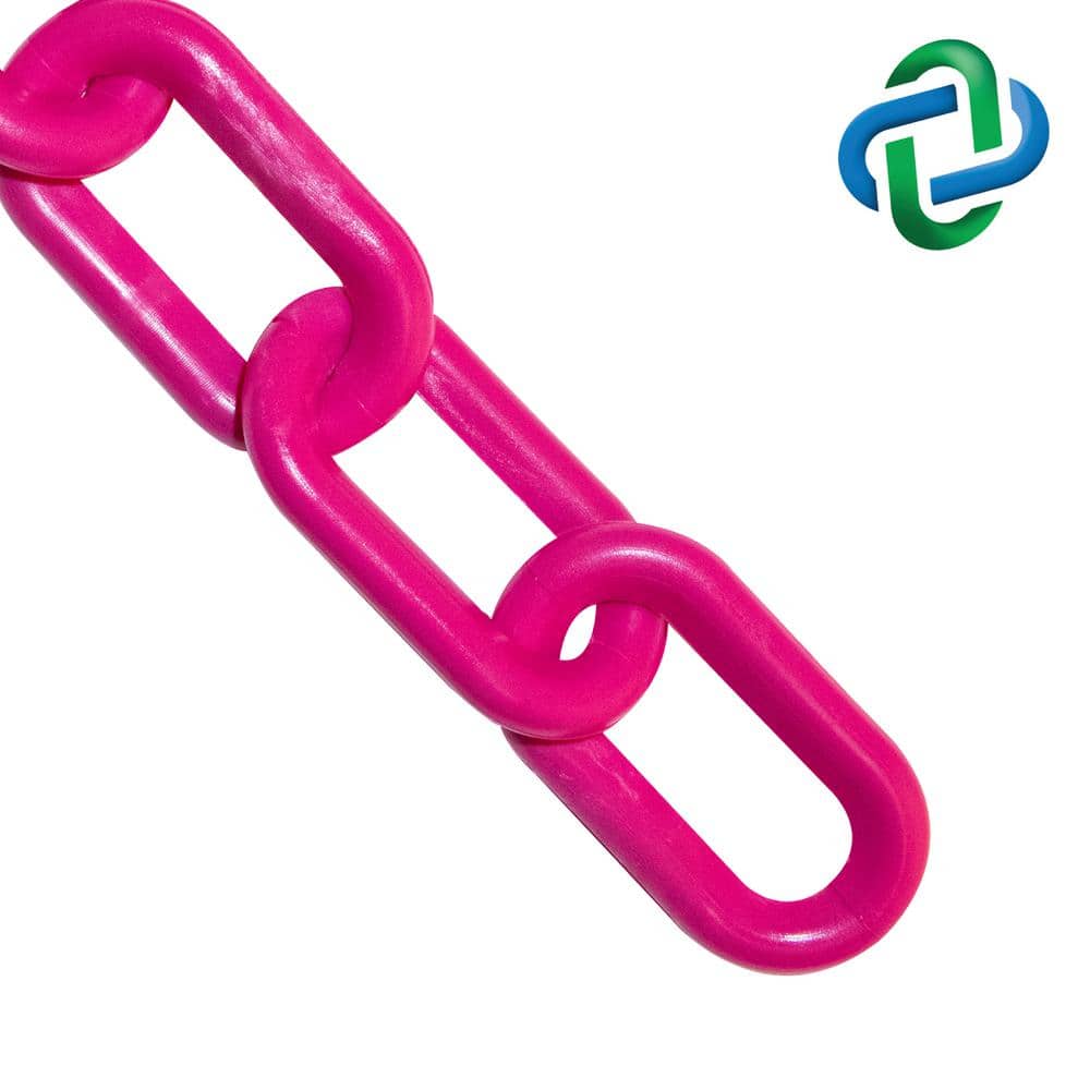 1.5 in. (#6,38 mm) x 100 ft. Safety Pink Plastic Barrier Chain - Hercitys