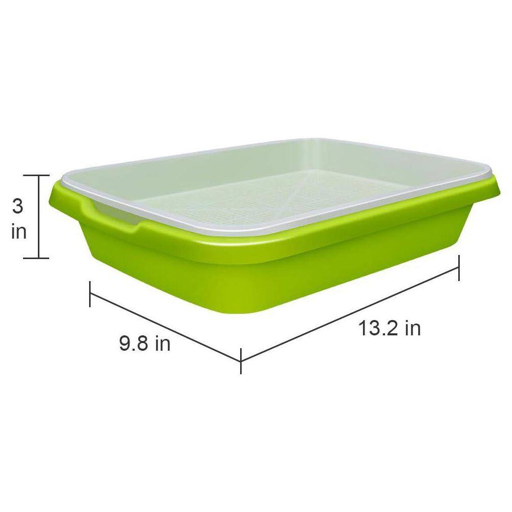 2-Pack Seed Sprouter Tray BPA Free PP Soil-Free Large Capacity Wheatgrass Grower Kit with Lid Green - Hercitys