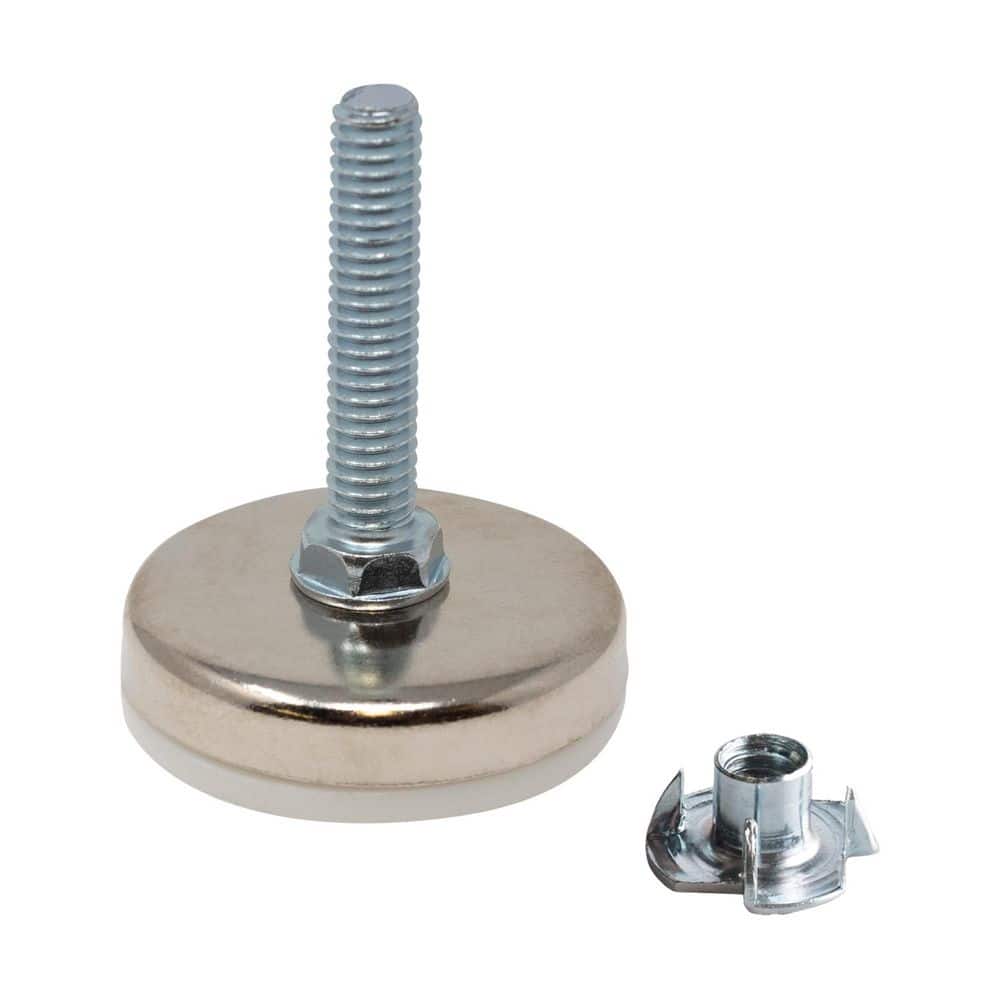 (100-Pack) Titan Nickel-White Hex Base 5/16-18 Thread x 1-1/2 in. L Stem Furniture Replacement Leveler with Insert - Hercitys
