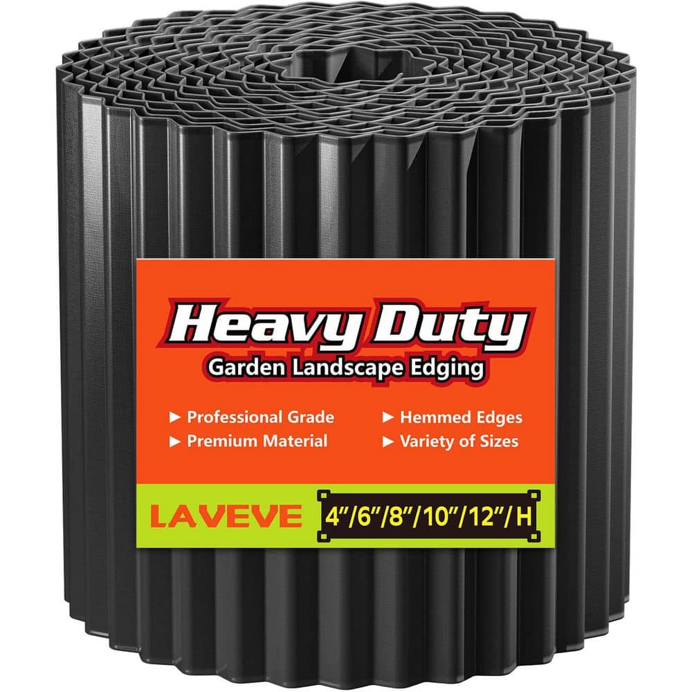 12 in. W x 240 in. L Black Corrugated Metal Garden Edging Landscape Edging Border for Lawn Flower Bed Garde Paver Edging - Hercitys