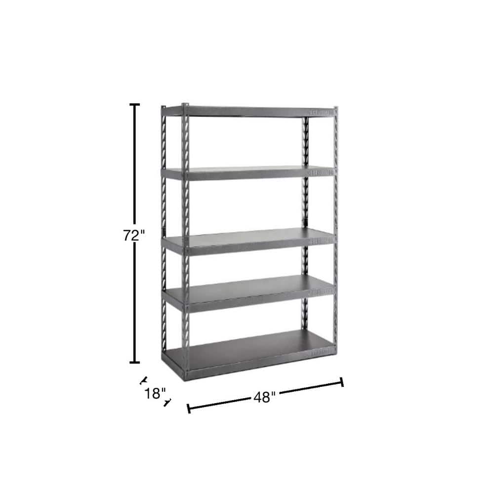 5-Tier Steel Garage Storage Shelving Unit with EZ Connect (48 in. W x 72 in. H x 18 in. D) - Hercitys