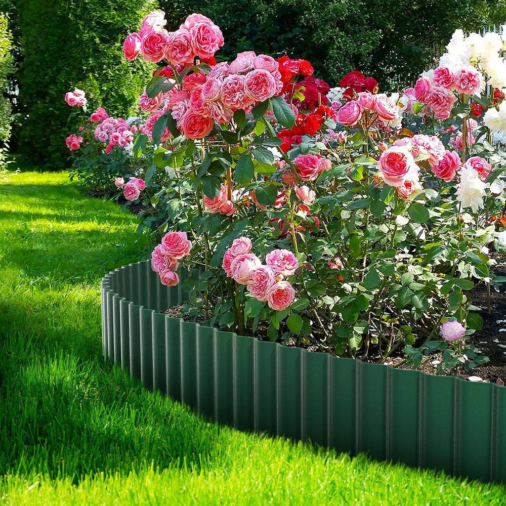 10″ x 20′ Green Corrugated Metal Garden Edging Landscape Edging Border for Lawn Flower Bed Garden Fence Paver Edging - Hercitys