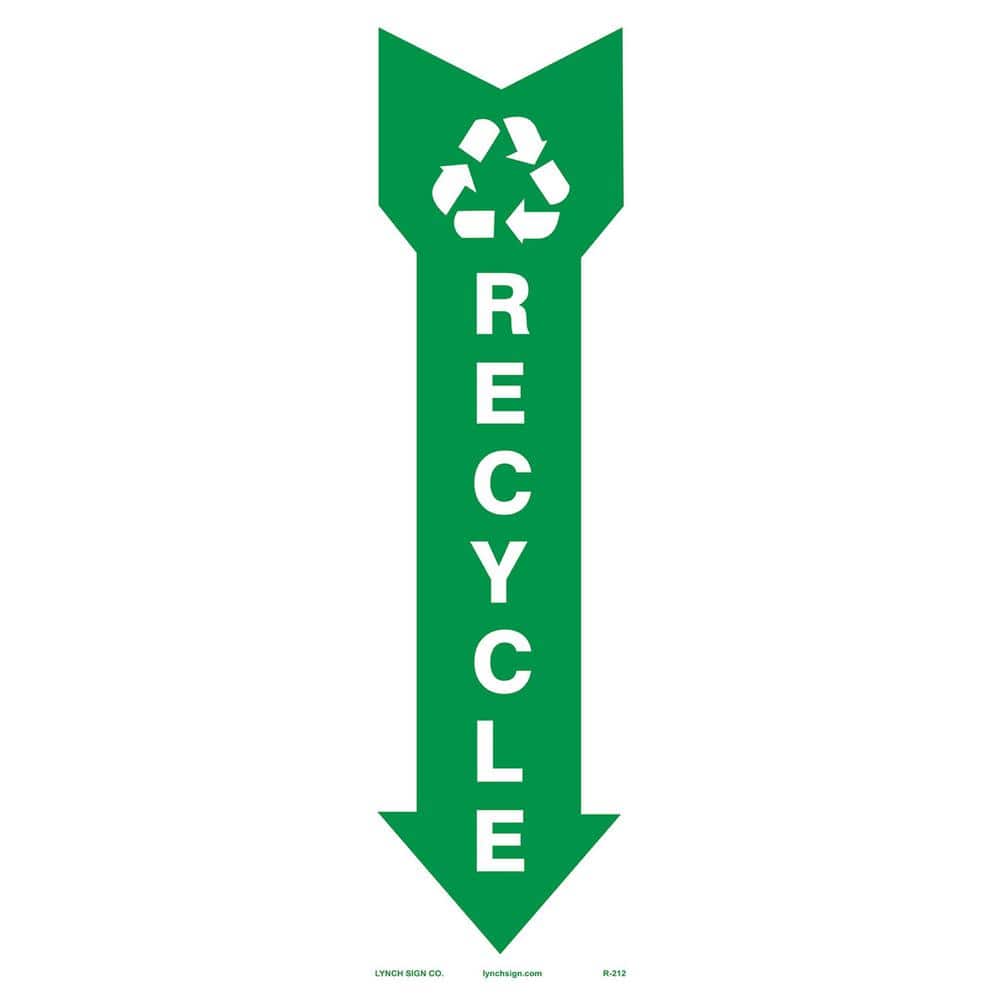 5 in. x 20 in. Recycle Arrow Down Sign Printed on More Durable Thicker Longer Lasting Styrene Plastic - Hercitys