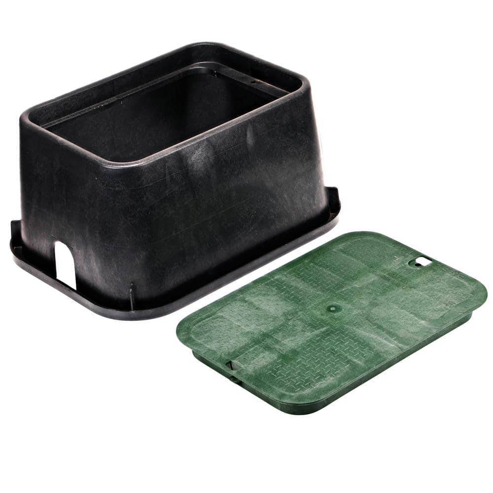15 in. X 22 in. Rectangular Jumbo Valve Box and Cover, 12 in. Height, Black Box, Green ICV Cover - Hercitys