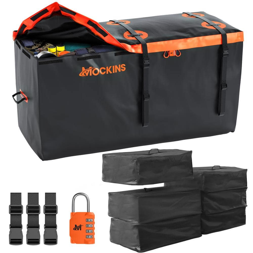 30 cu ft. Orange Waterproof Cargo Carrier Bag (60 in. x 24 in. x 36 in.) with 6-Pack Cubes (29 in. x 23 in. x 12 in.) - Hercitys