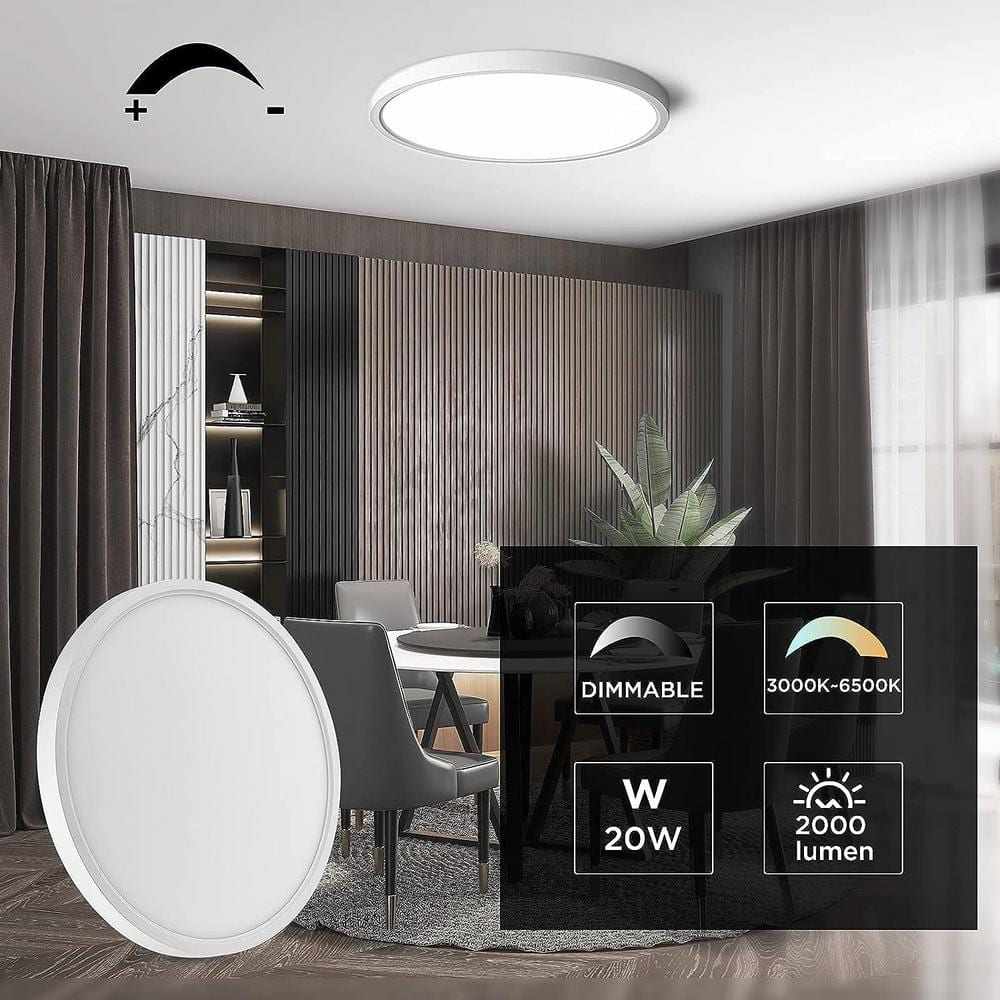 2-Pack C4 Series 12 in. 20W Integrated LED Type White Flush Mount Ceiling Lights with 5-Color Dimming for indoor - Hercitys