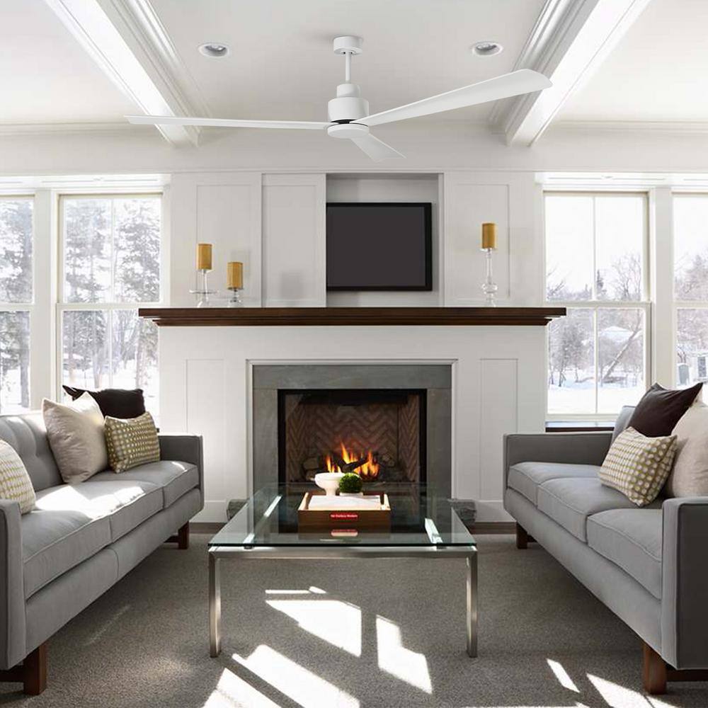 52 in. Indoor Modern Matte White Ceiling Fan with Remote Control and DC Reversible Motor - Hercitys