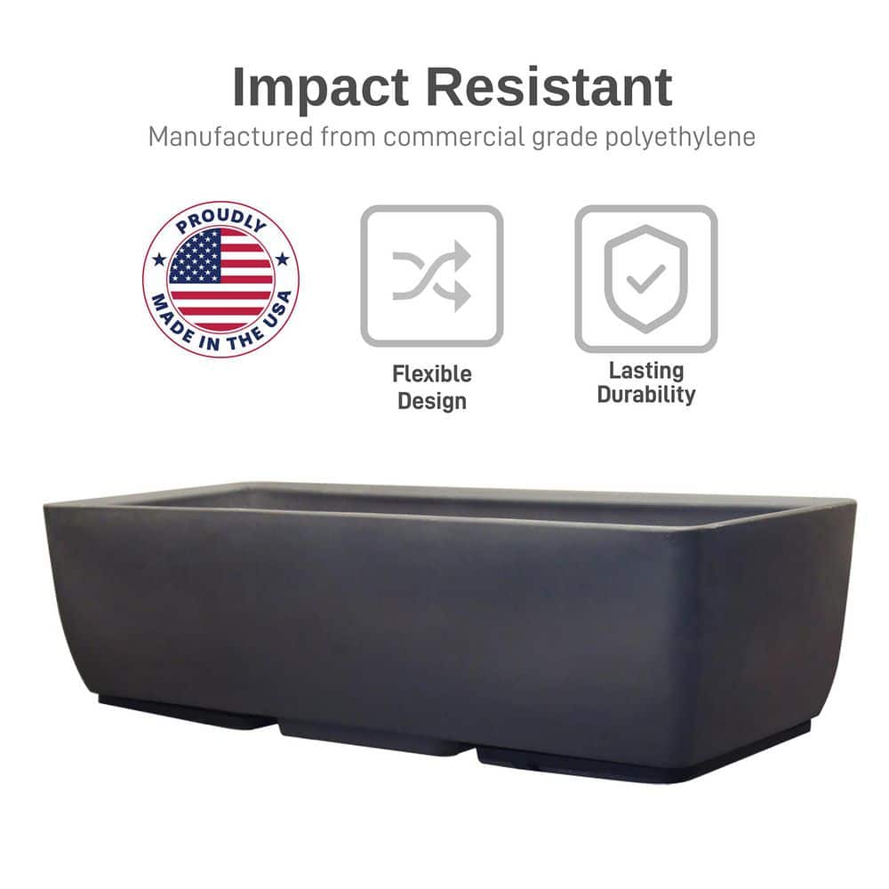 30 in. x 10 in. Indoor/Outdoor Graphite Polyethylene Rectangular Planter - Hercitys