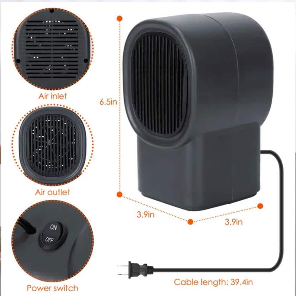 500 W Portable Electric Space Heater Forced Air Personal Small Space Heater with Auto-Shut Off, Low Noise Ceramic - Hercitys