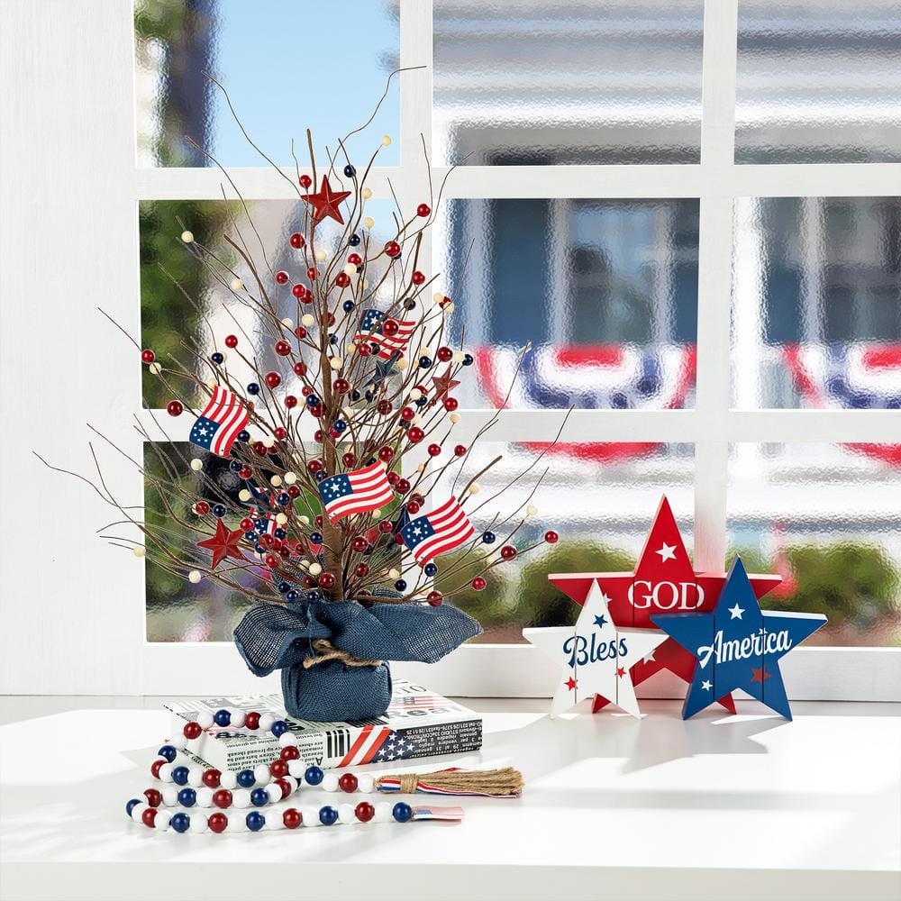 20 in. H Patriotic/Americana Berry Table Tree - Hercitys