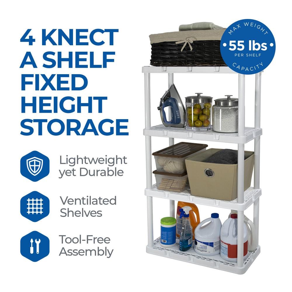 12 in. W x 48 in. H x 24 in. D 4 Shelves Resin Freestanding Cabinet Storage Unit System for Home or Garage in White - Hercitys