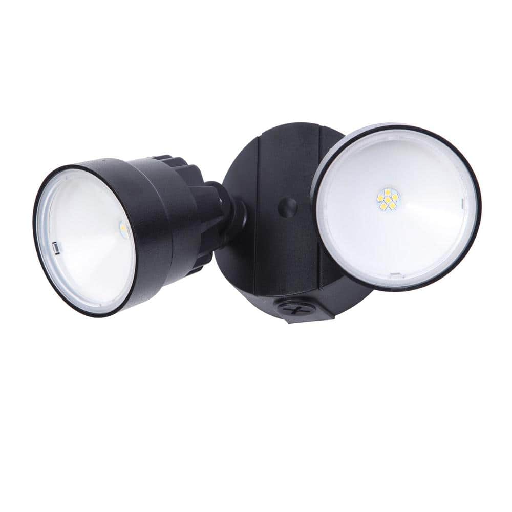 2-Light Black Outdoor Integrated LED Wall Mount Flood Light - Hercitys