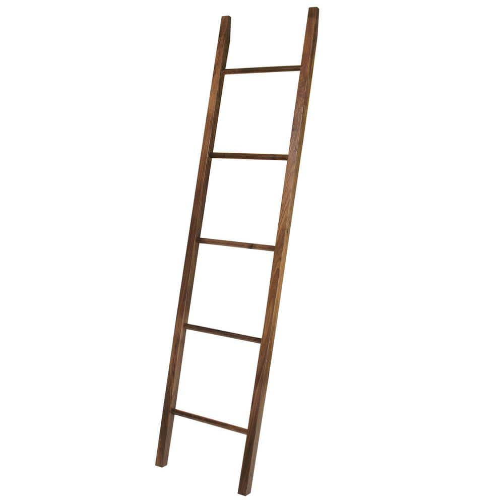 19 in. W x 1.6 in. D Espresso New Decorative Ladder with Solid American Maple Shelving Unit - Hercitys
